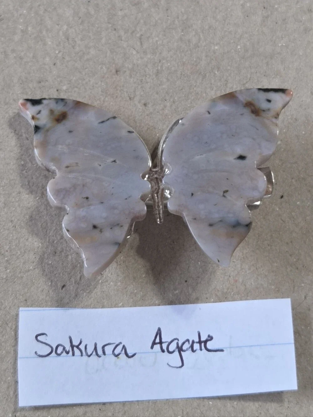 Sakura Agate/Flower Agate/Cherry Blossom Agate Butterfly Clip-Brooch-Hair Access